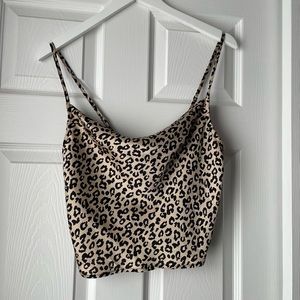 Leopard satin crop top